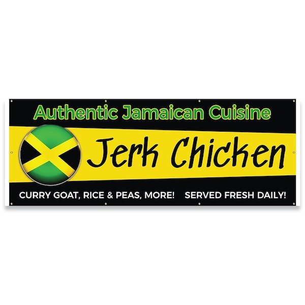 Authentic Jamaican Cuisine Jerk Chicken Curry Goat Banner Concession Stand Food Truck Single Sided